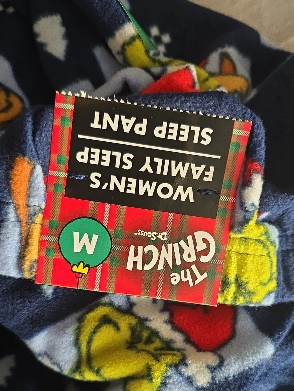 Grinch Print Fleece Holiday Matching Family Pajama Pants Navy Blue